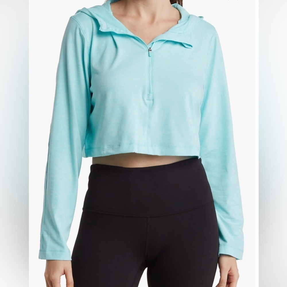 90 DEGREE BY REFLEX nwt Half Zip Pullover Hoodie Htr Aruba Blue. XXL